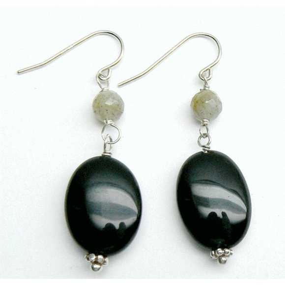 Dillard's Black Onyx & Labradorite silver Earrings - Picture 2 of 6